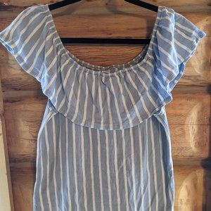 Old Navy Blue Stripe Off Shoulder Top